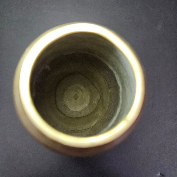 Vintage Mid Cenutry Modern Solid Brass Ribbed Ripple Beehive Italian Vase 9" - Picture 2 of 5